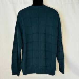 Classic Izod Men’s Textured Knit Sweater Large Teal Blue Crewneck 100% Cotton